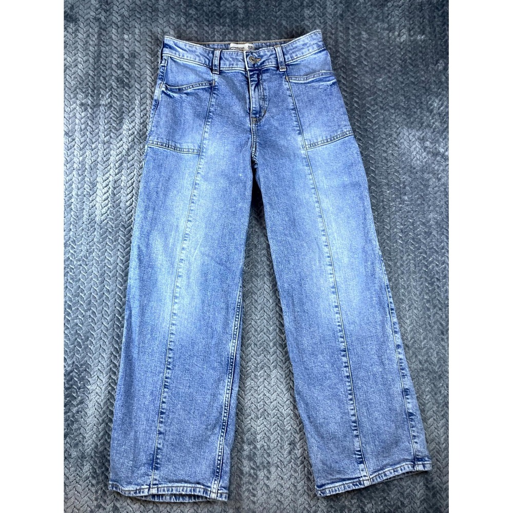 Abercrombie High Rise Wide Leg Jeans Kids Girls 15/16 Short Blue Medium Wash